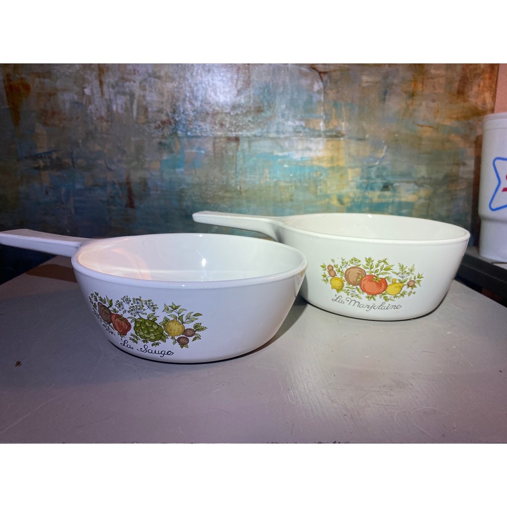 Vintage Corning Ware Spice of Life Grab-It Bowls P-81-B P-82-B La Sauge Marjolai